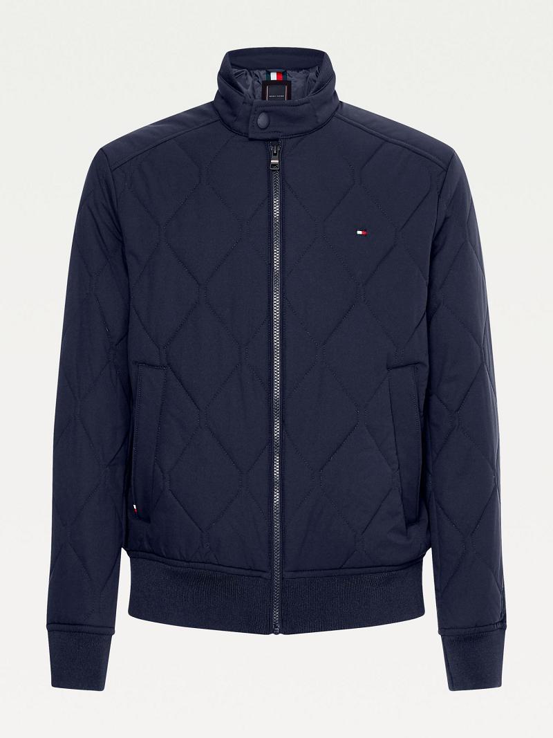 Férfi Tommy Hilfiger Quilted bomber Kabát Sötétkék | HU 1196DFM